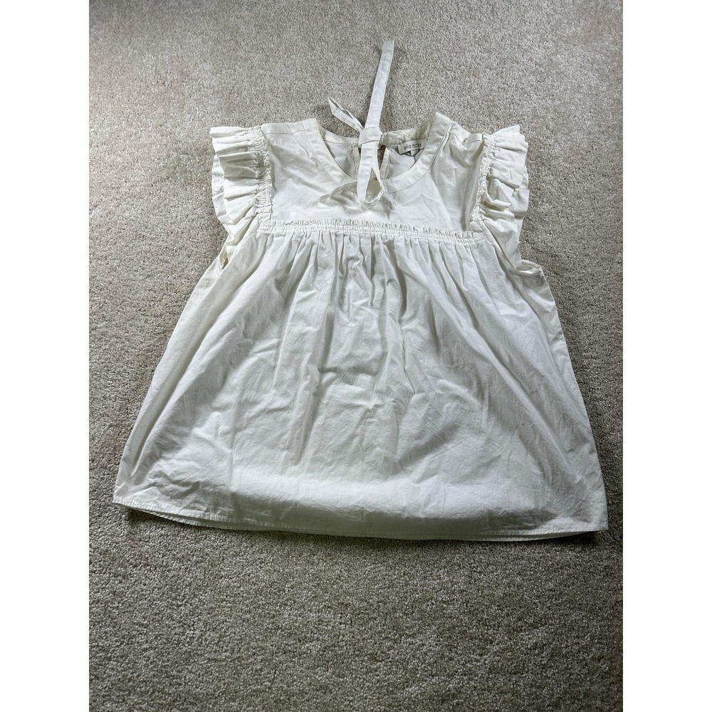 ella moss Women's‎ White Small Cotton Ruffle Sleeve Top Coquette Lolita